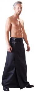 Jupe longue Vêtement fétichiste pour homme en tissu noir avec boucles et poche 