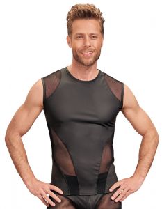 T-Shirt Vogatore Uomo in tessuto nero con inserti in Rete sexy elasticizzata