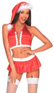 Set navideño disfraz de Papá Noel X-Mas Red Hat con calcetines con pompones