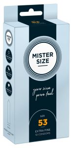 Mister Size 10 pz- Profilattici su Misura 53mm sicuri e sottili latex di qualità